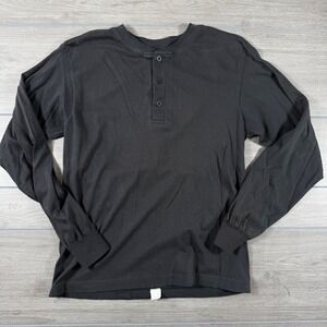 VTG Jockey Men's Long Sleeve Henley Shirt Black Size M Made in USA